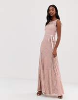 Thumbnail for your product : City Goddess Tall Lace Maxi Dress With Satin Belt