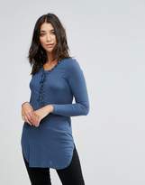 Thumbnail for your product : Brave Soul Longline Rib Top With Lace Up And Eyelet Detail