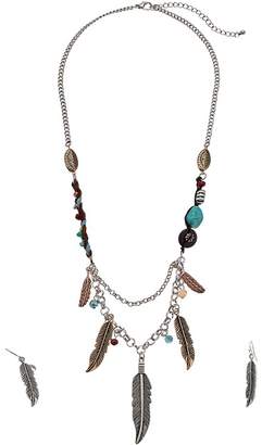 M&F Western - Feather Charms Necklace/Earrings Set Jewelry Sets