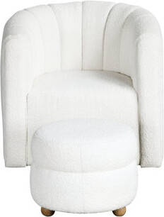 Corrigan Studio 360-Degree Swivel Chair With In Boucle Fabric, Solid Wood Legs Contemporary Fabric Function