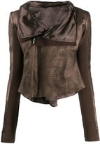 Thumbnail for your product : Rick Owens Leather Metallic Biker Jacket