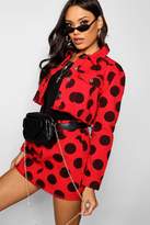 Thumbnail for your product : boohoo Red Polka Dot Denim Jacket
