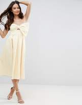 Thumbnail for your product : ASOS Design Scuba Gingham Bow Front Midi Prom Dress