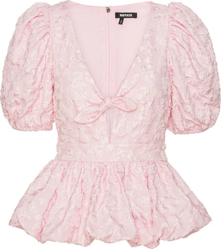 Rotate by Birger Christensen Jacquard Puff Sleeve Top