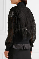Thumbnail for your product : Sacai Shell-trimmed Broderie Anglaise Cotton Bomber Jacket - Black