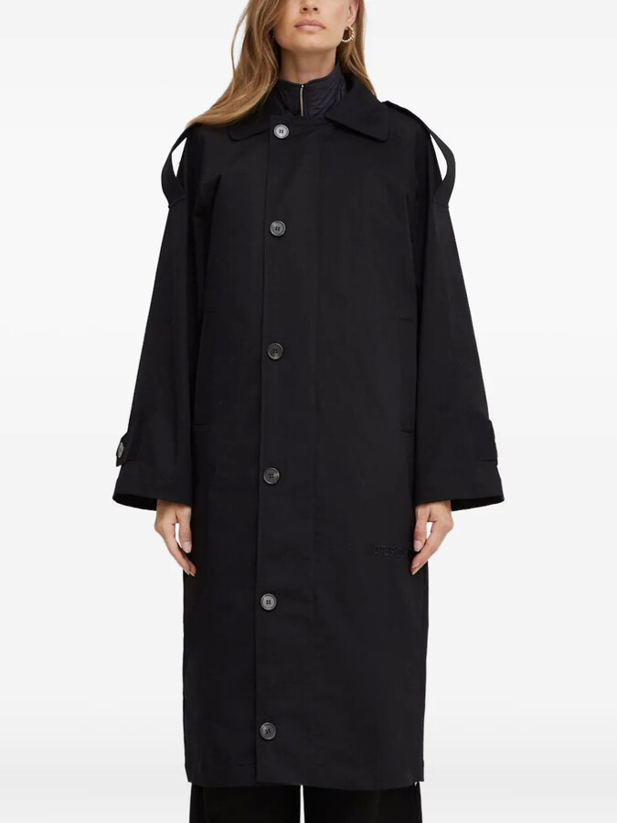 Notes du Nord Button-Fastening Shoulder-Detail Coat