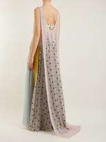 Thumbnail for your product : Valentino Flocked-floral Velvet Dress - Womens - Blue Multi