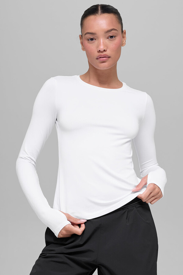 Alo Alosoft Finesse Long Sleeve Top in Black Size: 2XS