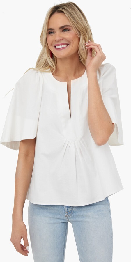 White Flutter Sleeve Top | Shop The Largest Collection | ShopStyle