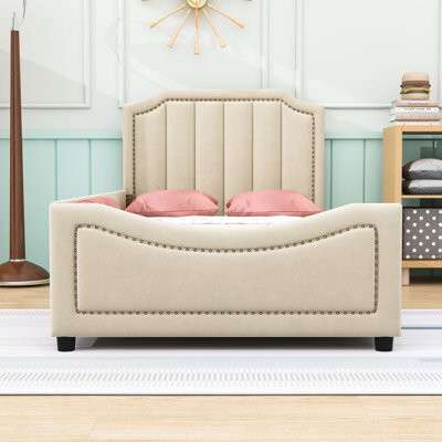 Winston Porter Upholstered Twin Daybed with Headboard and Center Legs
