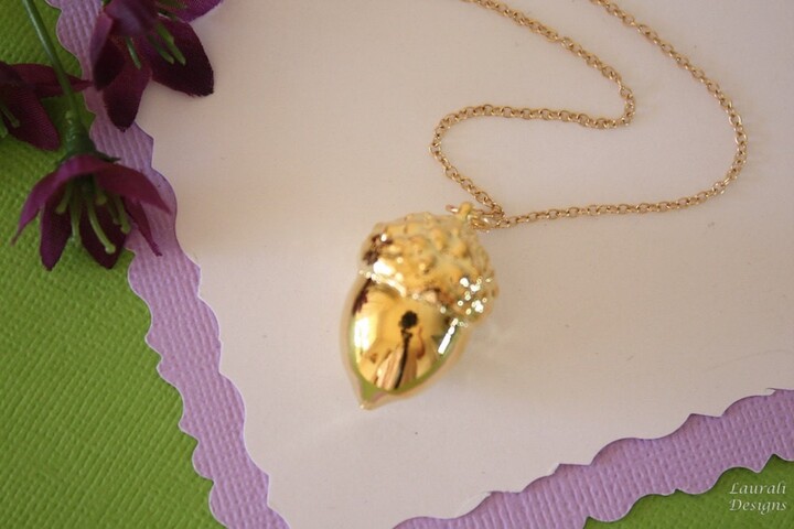 Etsy Gold Acorn Necklace, Filled Chain, Real Acorn, Long Layered Sterling Ac10