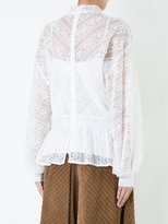 Thumbnail for your product : Muveil high neck balloon sleeve lace blouse