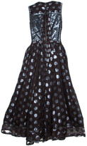 Thumbnail for your product : Loewe Brown and Metallic Blue Polka Dot Pattern Silk Pleat Detail Dress M