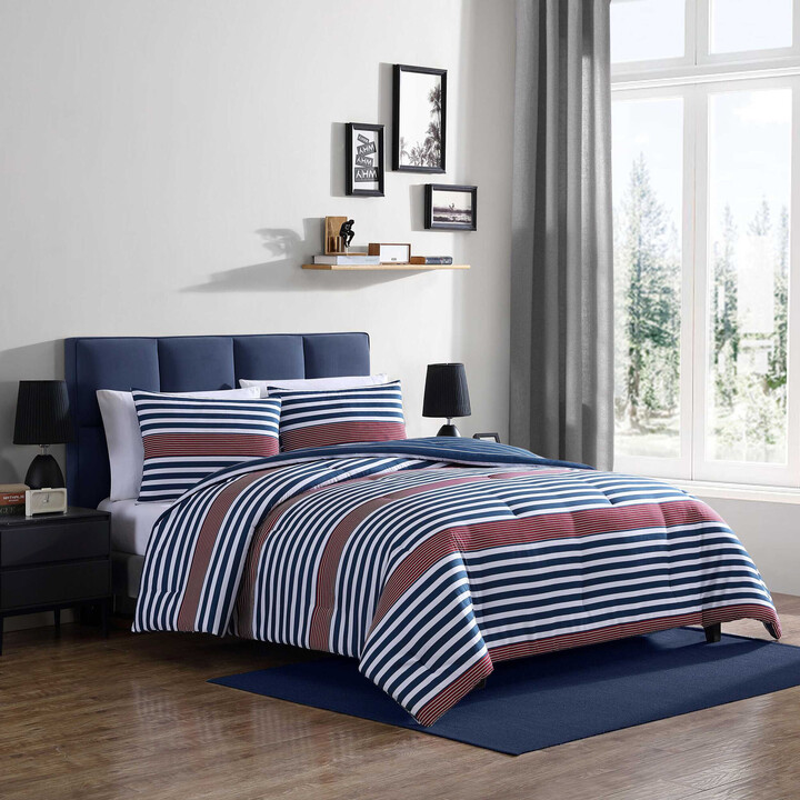 Nautica Kennedy Stripe Navy Twin/twin Xl Comforter & Sham Set
