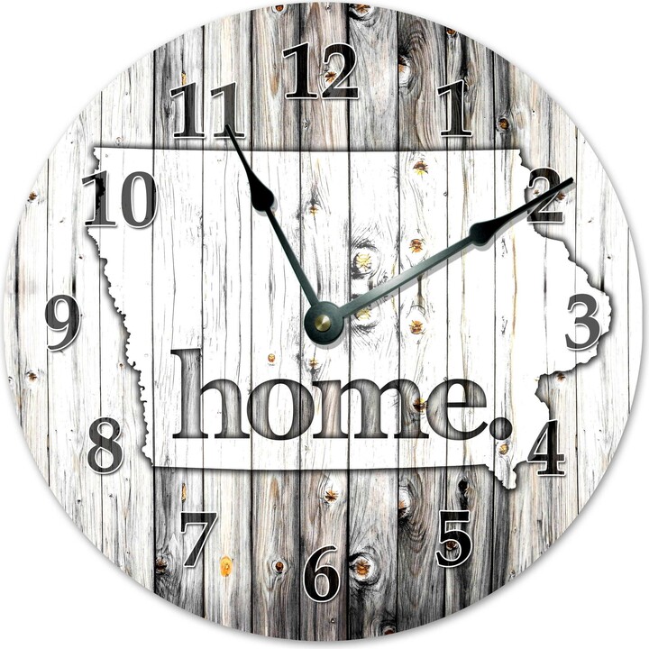 Etsy Iowa State Map Clock - Large 15.5 Inch Quiet Wall Decor