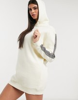 Thumbnail for your product : Daisy Street hoody dress with contrast leopard print tape