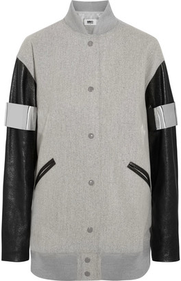 MM6 MAISON MARGIELA Faux Leather-paneled Wool-blend Felt Bomber Jacket