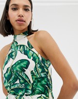 Thumbnail for your product : AX Paris tropical print halterneck midi dress