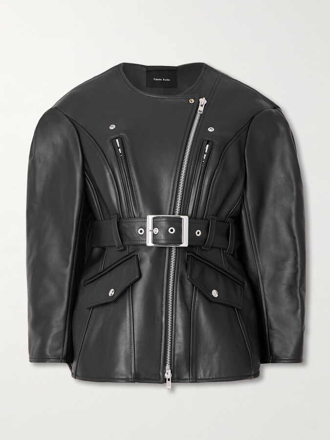Simone Rocha Belted Leather Jacket - Black