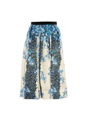 Tibi Floral-print silk gazar full skirt