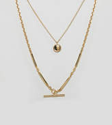 Thumbnail for your product : ASOS Design DESIGN Premium gold plated multirow necklace with etched disc and toggle