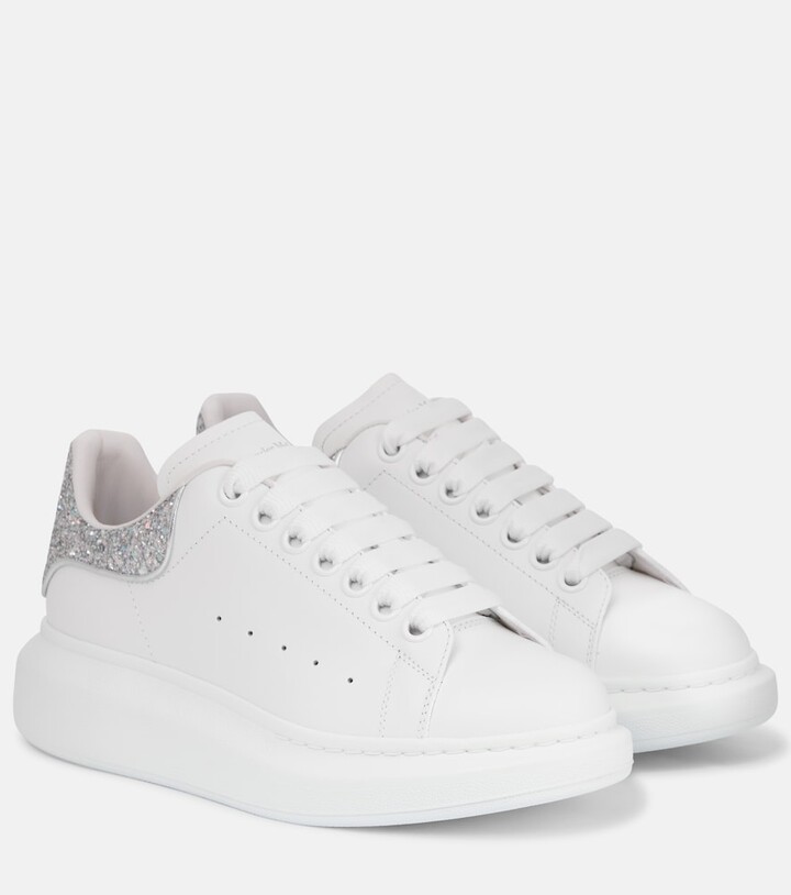 Alexander McQueen Glitter-trimmed leather sneakers - ShopStyle Trainers &  Athletic Shoes