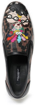 Thumbnail for your product : Dolce & Gabbana Appliqued Leopard-print Faux Leather Slip-on Sneakers