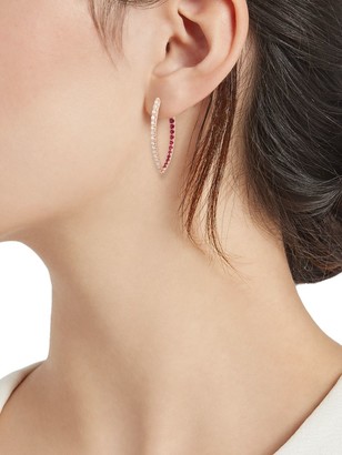 Melissa Kaye Cristina 18K Rose Gold, Diamond & Ruby Medium Hoop Earrings