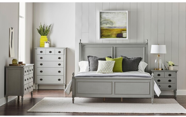 Furniture Antique Panel Bed in French Grey 3pc Bedroom Set (King Bed ...