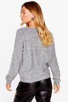 Thumbnail for your product : Nasty Gal Womens Now You V It Knitted V-Neck Jumper - Grey - One Size