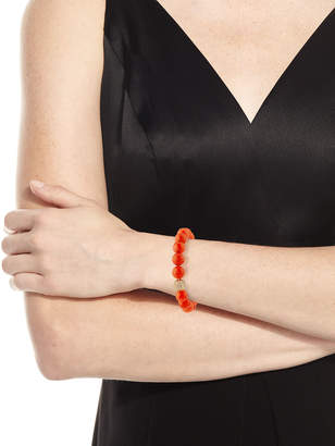 Sydney Evan Orange Agate Beaded Bracelet with Diamond Bezel Ball