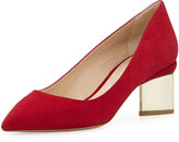Thumbnail for your product : Nicholas Kirkwood Suede Triangle-Heel Pump, Dark Red