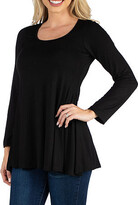 Thumbnail for your product : 24SEVEN COMFORT APPAREL 24/7 Comfort Apparel Long Sleeve Solid Flared Tunic Top