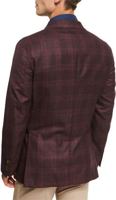 Peter Millar Glen Windowpane Soft Jacket, Chianti