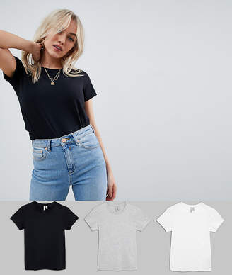 ASOS Petite DESIGN Petite ultimate t-shirt with crew neck in 3 pack SAVE