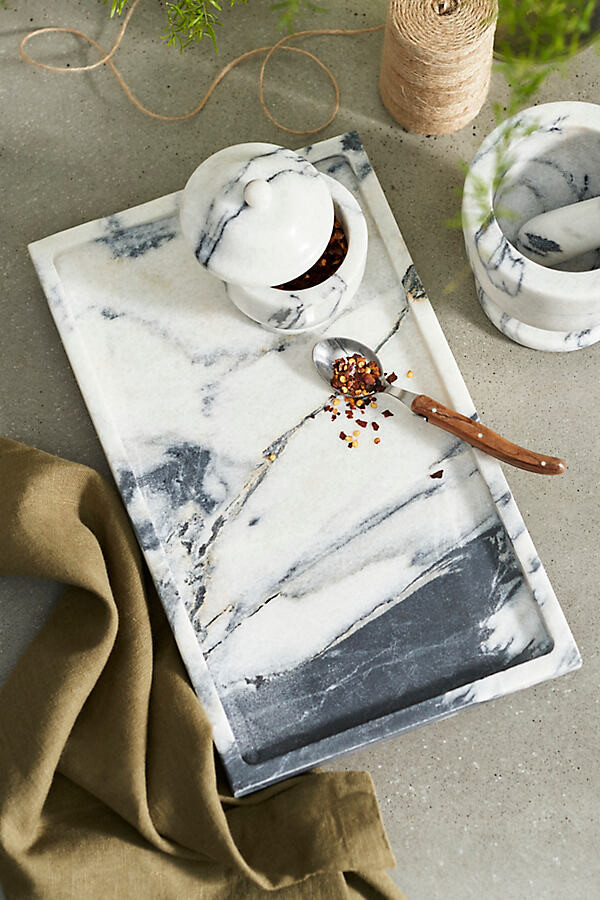 Smoky White Marble Serving Tray at Terrain