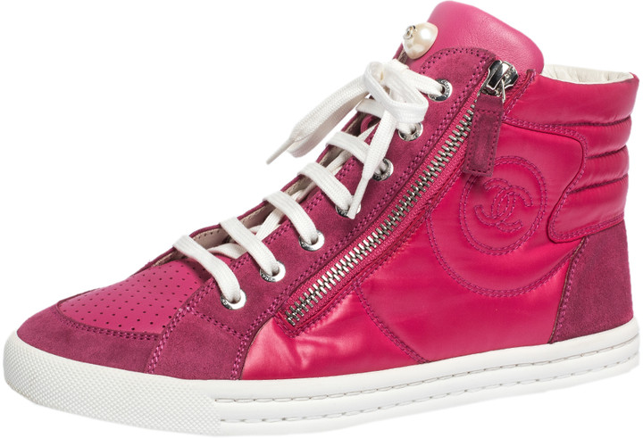 chanel high top sneakers pink