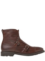 Thumbnail for your product : Fratelli Rossetti Leather Monk Strap Boots With Shearling