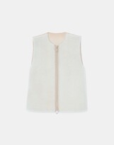 Shearling Quilted Down Collarless Ves 