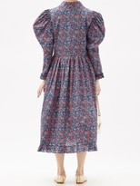 Thumbnail for your product : Horror Vacui Coco Floral-print Cotton-poplin Midi Dress - Blue Multi