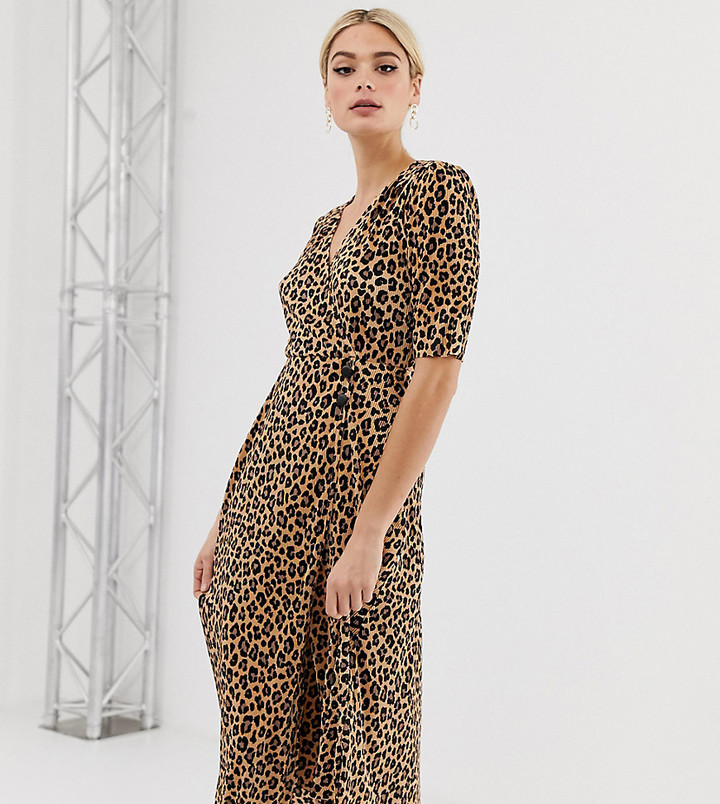 leopard print plisse dress