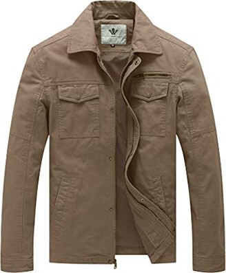 WenVen Men's Outdoor Lightweight Summer Bomber Jacket Casual Cotton Coat  Windbreaker Warm Jackets Multi Pockets Jacket Military Outwear Khaki L -  ShopStyle