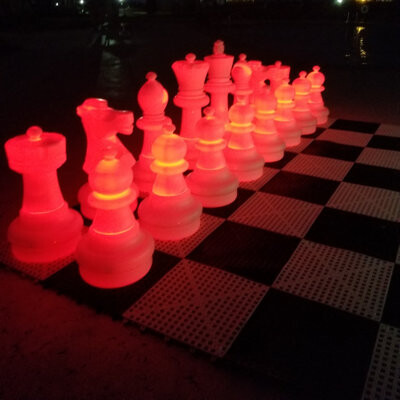 MegaChess 25" Tall Light-Up Giant Chess Set - Day/Night Set - White Side Illuminates Red