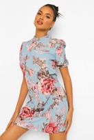 Thumbnail for your product : boohoo Floral High Neck Shift Dress