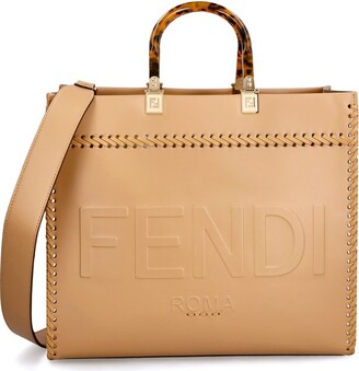 FENDI: Peekaboo FF jacquard tote bag - Yellow Cream