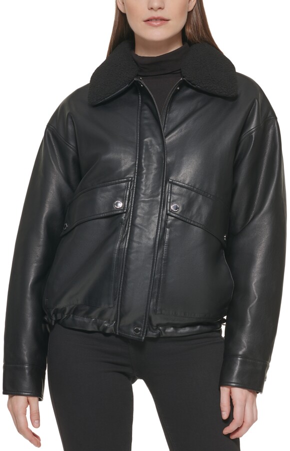 kenneth cole leather bomber jacket