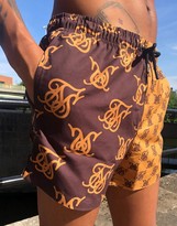 Thumbnail for your product : SikSilk co-ord swim shorts in half and half monogram print