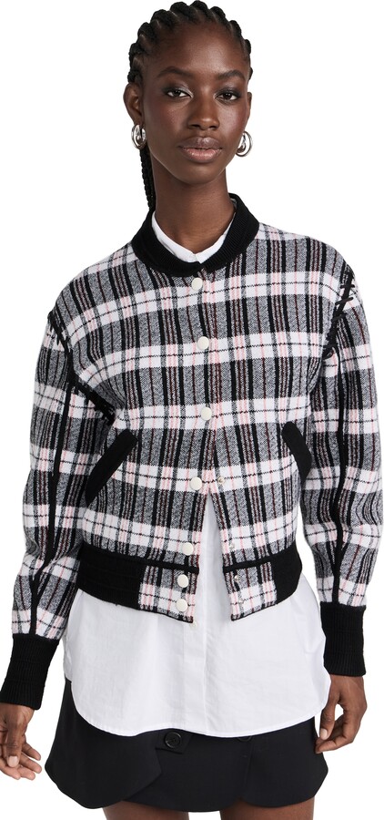3.1 Phillip Lim Wool Plaid Jacquard Bomber Jacket