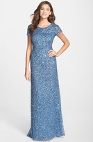 Thumbnail for your product : Adrianna Papell Short Sleeve Sequin Mesh Gown (Regular & Petite)