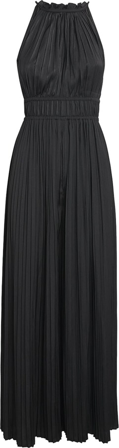 Maje Satin Pleated Midi Dress